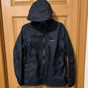 Columbia Women's Omni-Tech Waterproof Rain Jacket Black Plus Size 1X Hooded